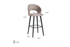 Discount Barstoel 211070 Khaki Velvet Savoy Barkrukken