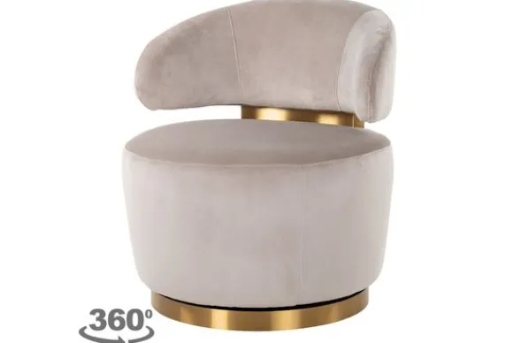 Clearance Draaifauteuil 210846 Khaki Velvet Maxime Ronde Fauteuils|Draaifauteuils