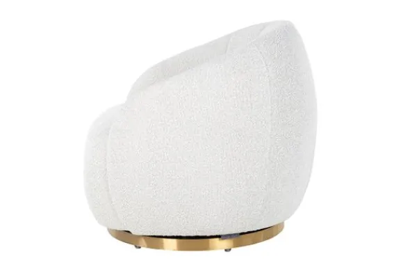 Best Draaifauteuil 210713 White Bouclé Jago Ronde Fauteuils|Draaifauteuils
