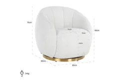 Best Draaifauteuil 210713 White Bouclé Jago Ronde Fauteuils|Draaifauteuils