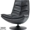 Draaifauteuil - zwart boho leder | 95939 Sven Draaifauteuils