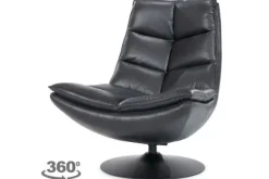 Draaifauteuil - zwart boho leder | 95939 Sven Draaifauteuils