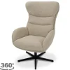 Outlet Draaifauteuil met hocker Naturel CH-73.051 Malmo Draaifauteuils