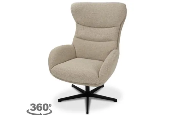 Outlet Draaifauteuil met hocker Naturel CH-73.051 Malmo Draaifauteuils
