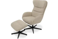 Outlet Draaifauteuil met hocker Naturel CH-73.051 Malmo Draaifauteuils