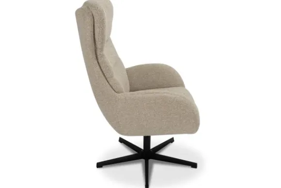 Outlet Draaifauteuil met hocker Naturel CH-73.051 Malmo Draaifauteuils