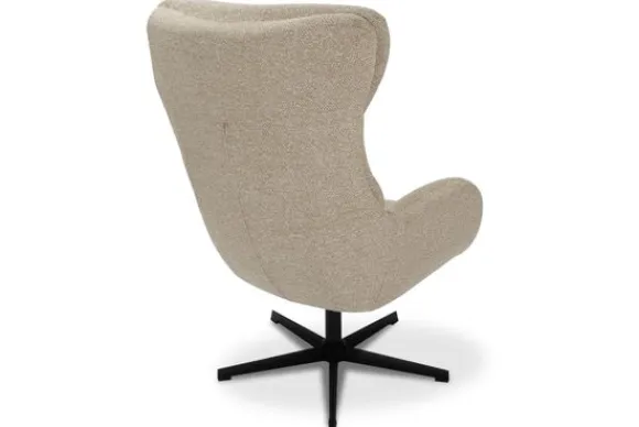 Outlet Draaifauteuil met hocker Naturel CH-73.051 Malmo Draaifauteuils