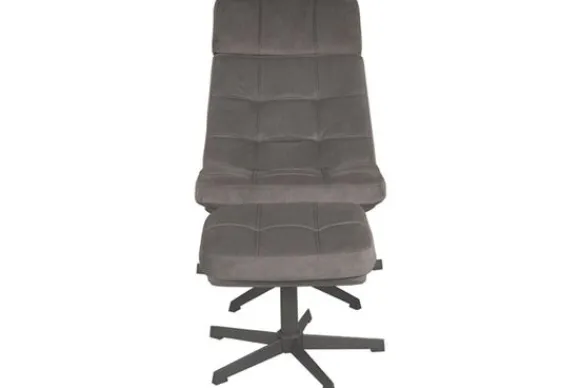 Best Draaifauteuil met hocker Antraciet CH-73.022 Alvar Draaifauteuils