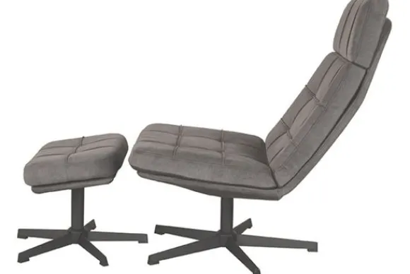 Best Draaifauteuil met hocker Antraciet CH-73.022 Alvar Draaifauteuils