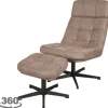 Discount Draaifauteuil met hocker Taupe CH-73.028 Alvar Draaifauteuils