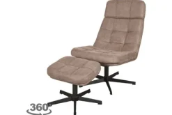 Discount Draaifauteuil met hocker Taupe CH-73.028 Alvar Draaifauteuils