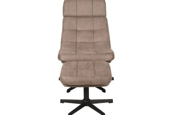Discount Draaifauteuil met hocker Taupe CH-73.028 Alvar Draaifauteuils