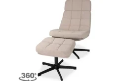 Online Draaifauteuil met hocker Naturel CH-73.004 Alvar Draaifauteuils