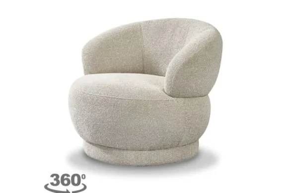 New Draaifauteuil Naturel GA-80.208 Alvito Ronde Fauteuils|Draaifauteuils