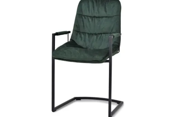 Best Eetkamer fauteuil velvet green Knus Eetkamerstoelen