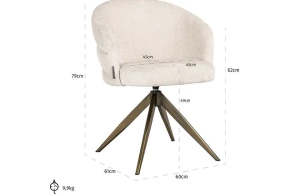 Clearance Eetkamerstoel 212411 Beige Chenille Zendaya Eetkamerstoelen