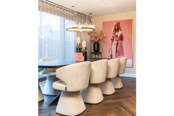 Clearance Eetkamerstoel 212332 Beige Chenille Gatsbi Eetkamerstoelen
