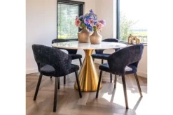 Discount Eetkamerstoel 211067 Black Chenille Savoy Eetkamerstoelen