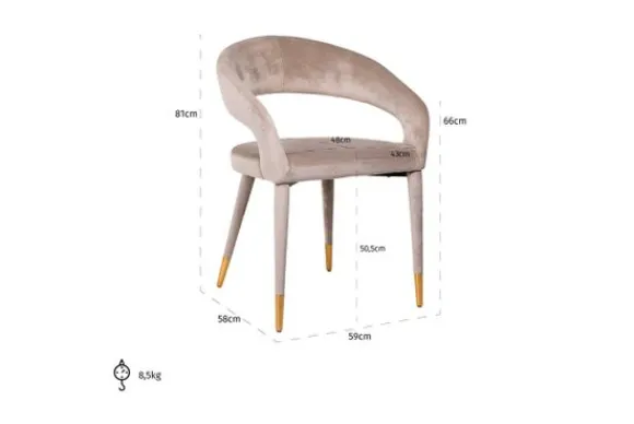 Eetkamerstoel 210753 Khaki Velvet Gia Eetkamerstoelen