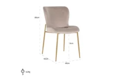 Discount Eetkamerstoel 210832 Khaki Velvet Odessa Eetkamerstoelen