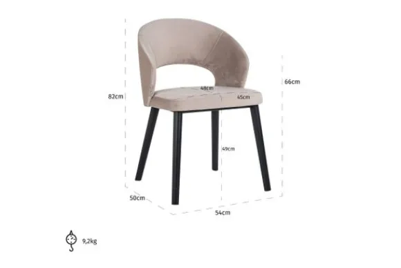 Outlet Eetkamerstoel 211065 Khaki Velvet Savoy Eetkamerstoelen