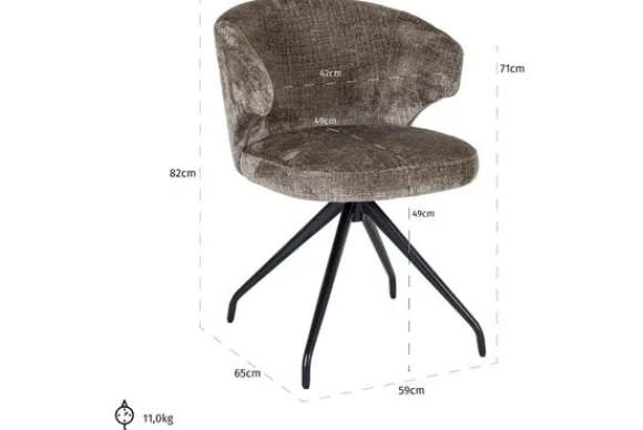Clearance Eetkamerstoel 212552 Stone Chenille Milly Eetkamerstoelen
