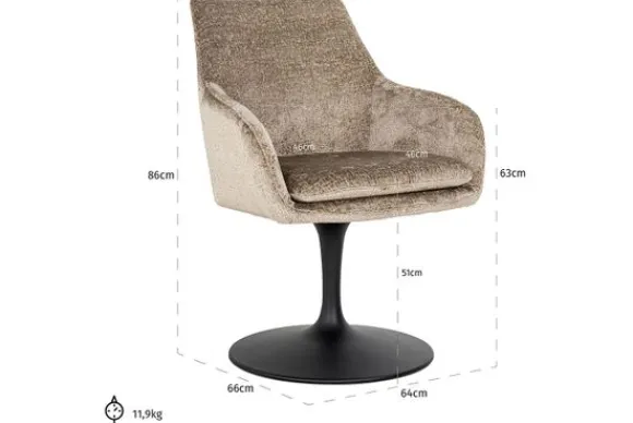Clearance Eetkamerstoel 211952 Taupe Chenille Marlon Eetkamerstoelen
