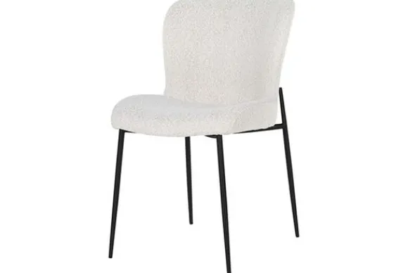 Outlet Eetkamerstoel 210624 White Bouclé Darby Eetkamerstoelen
