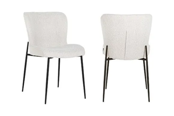 Outlet Eetkamerstoel 210624 White Bouclé Darby Eetkamerstoelen