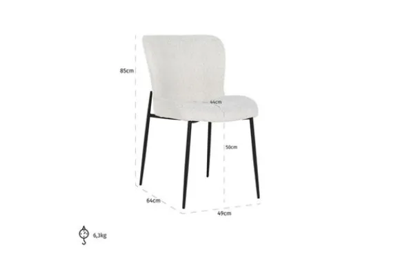 Outlet Eetkamerstoel 210624 White Bouclé Darby Eetkamerstoelen