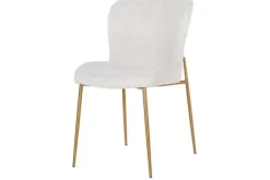 Discount Eetkamerstoel 210623 White Bouclé Odessa Eetkamerstoelen