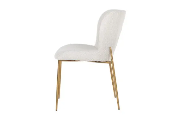 Discount Eetkamerstoel 210623 White Bouclé Odessa Eetkamerstoelen
