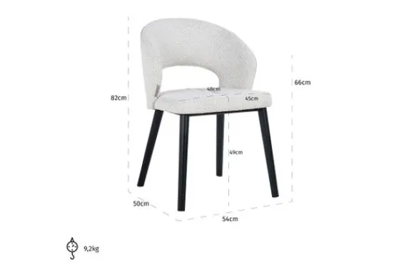 Online Eetkamerstoel 211066 White Bouclé Savoy Eetkamerstoelen