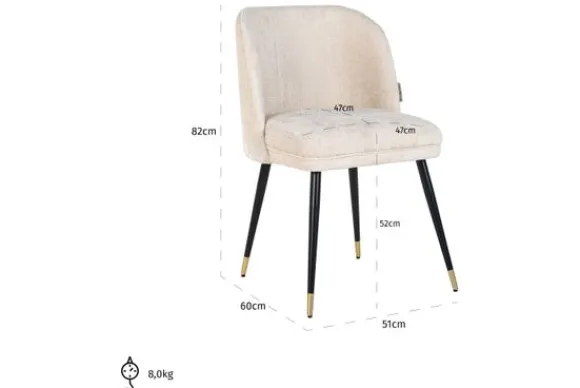 New Eetkamerstoel 210855 White Chenille Alicia Eetkamerstoelen