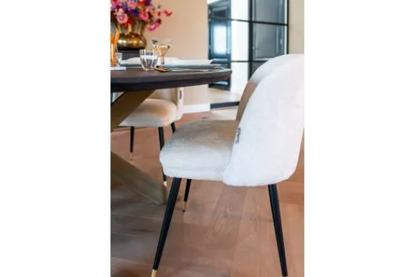 New Eetkamerstoel 210855 White Chenille Alicia Eetkamerstoelen