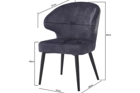 Online Eetkamerstoel Anthracite Velvet Donna Eetkamerstoelen