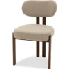 Sale Eetkamerstoel Bouclé Beige Walnut Riku Eetkamerstoelen