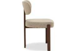 Sale Eetkamerstoel Bouclé Beige Walnut Riku Eetkamerstoelen