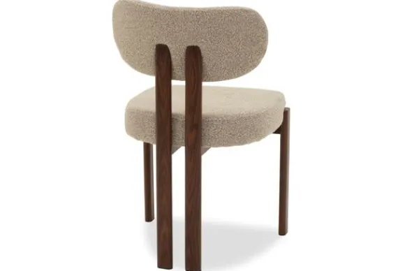 Sale Eetkamerstoel Bouclé Beige Walnut Riku Eetkamerstoelen