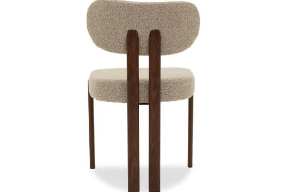 Sale Eetkamerstoel Bouclé Beige Walnut Riku Eetkamerstoelen