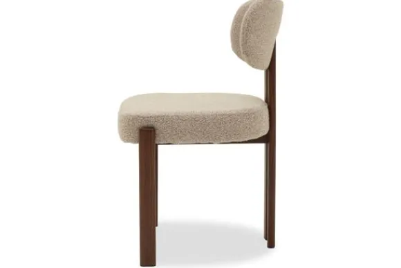 Sale Eetkamerstoel Bouclé Beige Walnut Riku Eetkamerstoelen