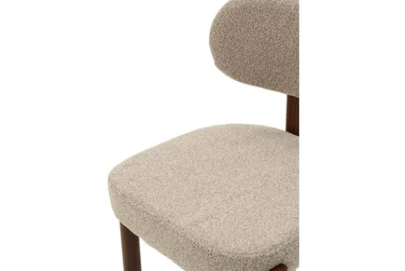 Sale Eetkamerstoel Bouclé Beige Walnut Riku Eetkamerstoelen