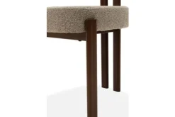 Sale Eetkamerstoel Bouclé Beige Walnut Riku Eetkamerstoelen