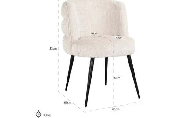 Hot Eetstoel 212319 Beige Chenille Stella Eetkamerstoelen