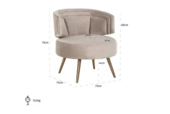 Fauteuil 211049 Khaki Velvet Hazel Ronde Fauteuils