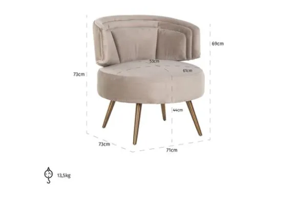Fauteuil 211049 Khaki Velvet Hazel Ronde Fauteuils
