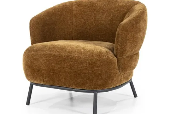 Clearance Fauteuil - mosterd Safari | 95898 David Ronde Fauteuils