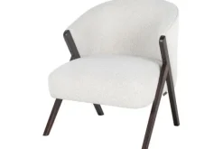 Best Fauteuil 211290 White Bouclé Mia Ronde Fauteuils