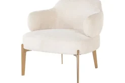 Outlet Fauteuil 211058 White Chenille Venus Ronde Fauteuils