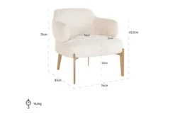 Outlet Fauteuil 211058 White Chenille Venus Ronde Fauteuils